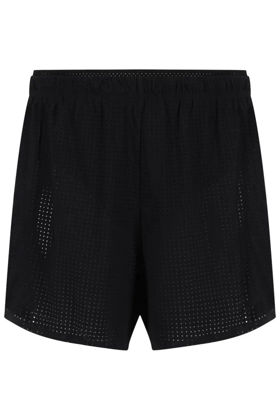 Satisfy men’s shorts space black black perforated mesh athletic shorts with elastic waistband for comfort and breathability