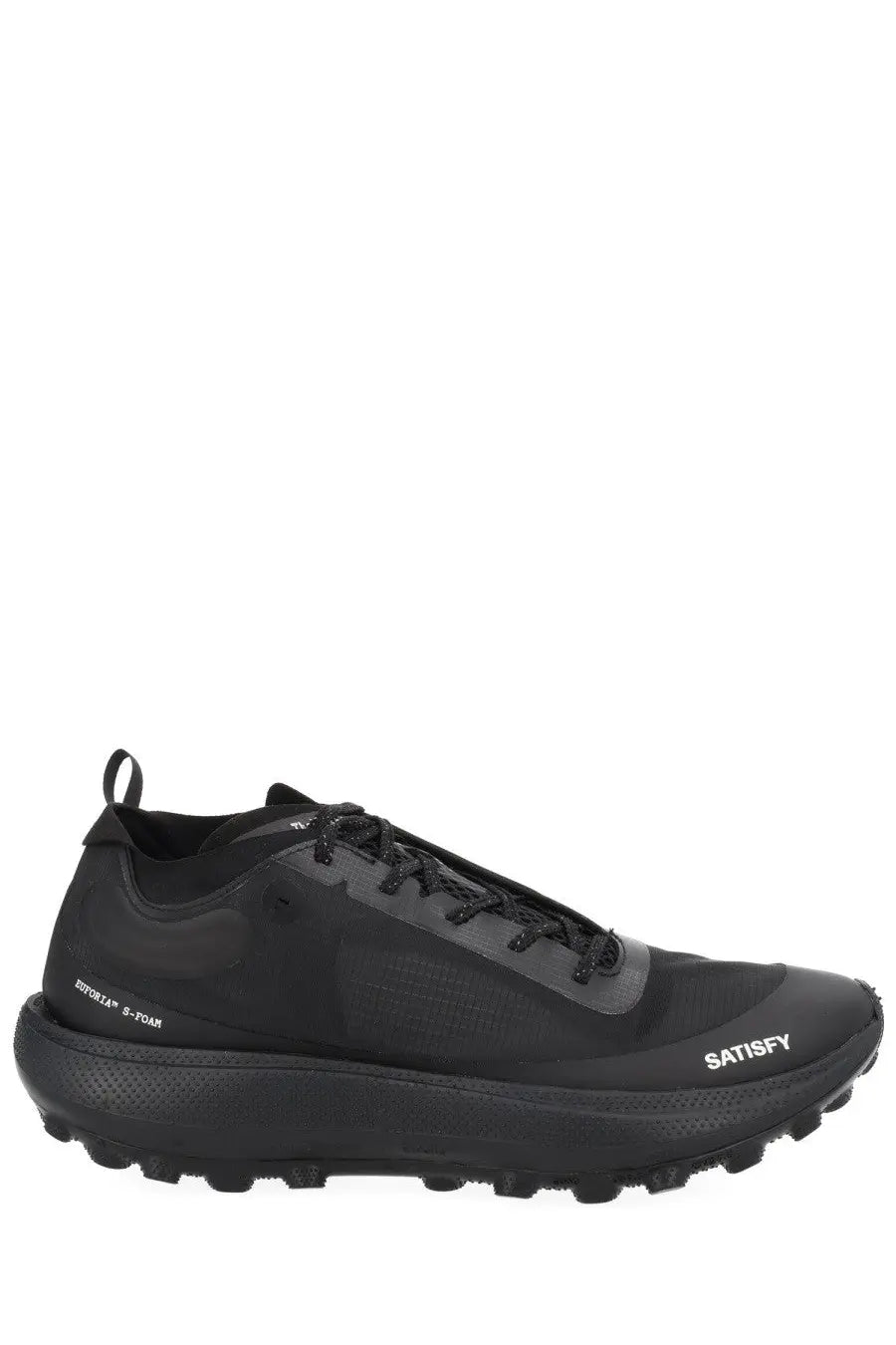Satisfy men’s sneaker therocker black hiking shoe with sleek design, reinforced overlays, and rugged outsole for durability