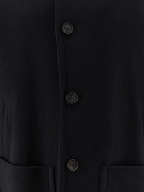 Hevò Men's Savelletri Virgin Wool Blend Coat Black