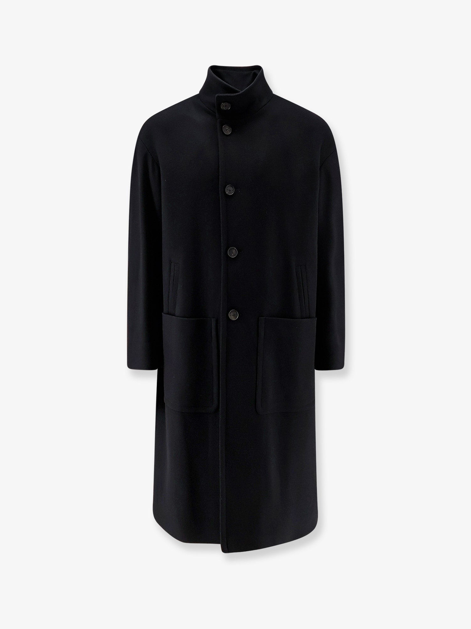 Hevò Men's Savelletri Virgin Wool Blend Coat Black