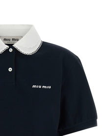 Miu Miu Scalloped Collar Polo Shirt Blue