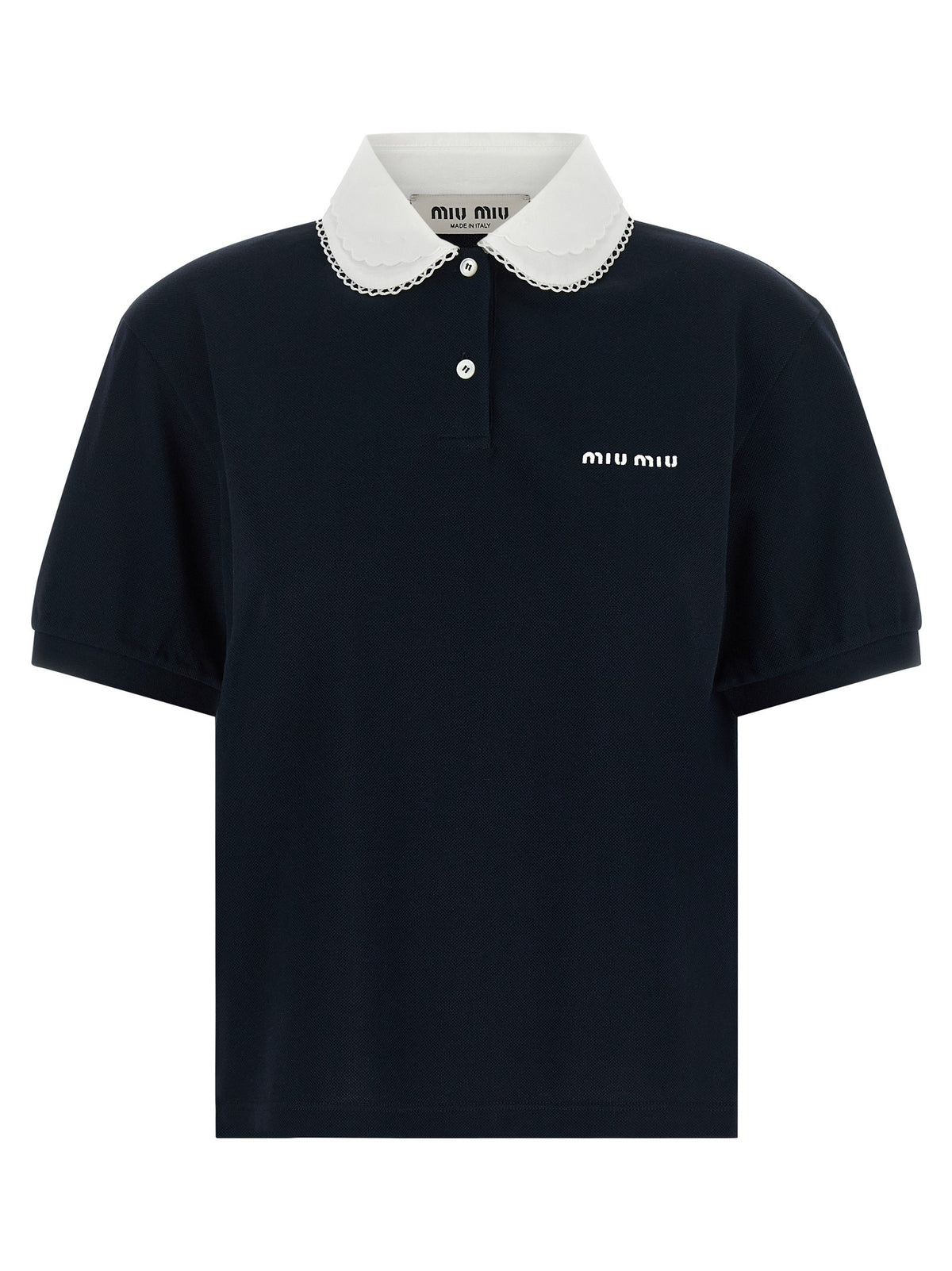 Miu Miu Scalloped Collar Polo Shirt Blue