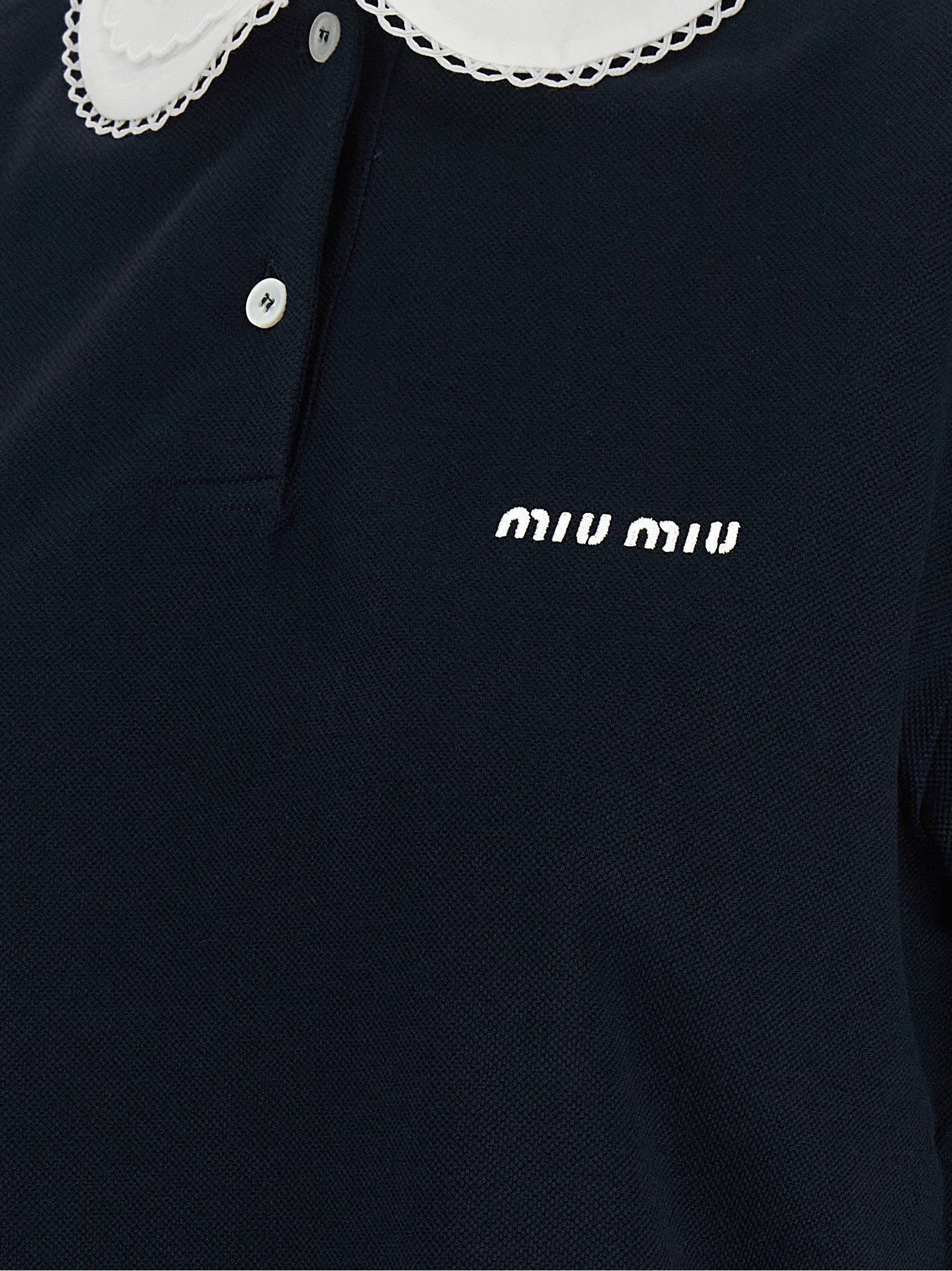 Miu Miu Scalloped Collar Polo Shirt Blue