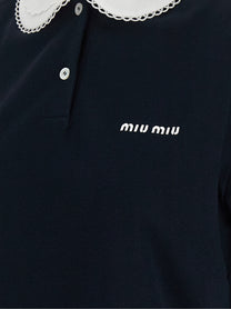 Miu Miu Scalloped Collar Polo Shirt Blue