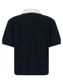 Miu Miu Scalloped Collar Polo Shirt Blue