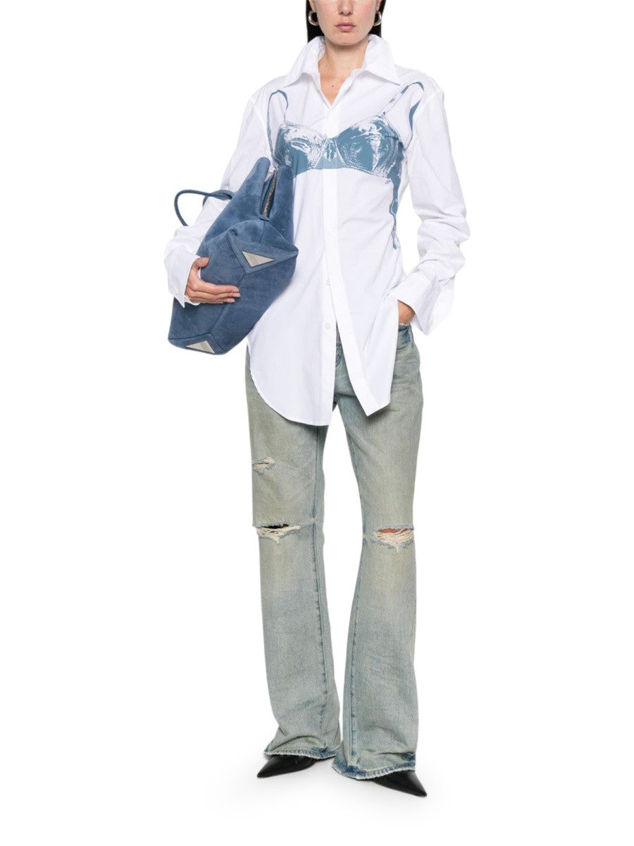 Jean Paul Gaultier Women's Scanned Bra Print Shirt White