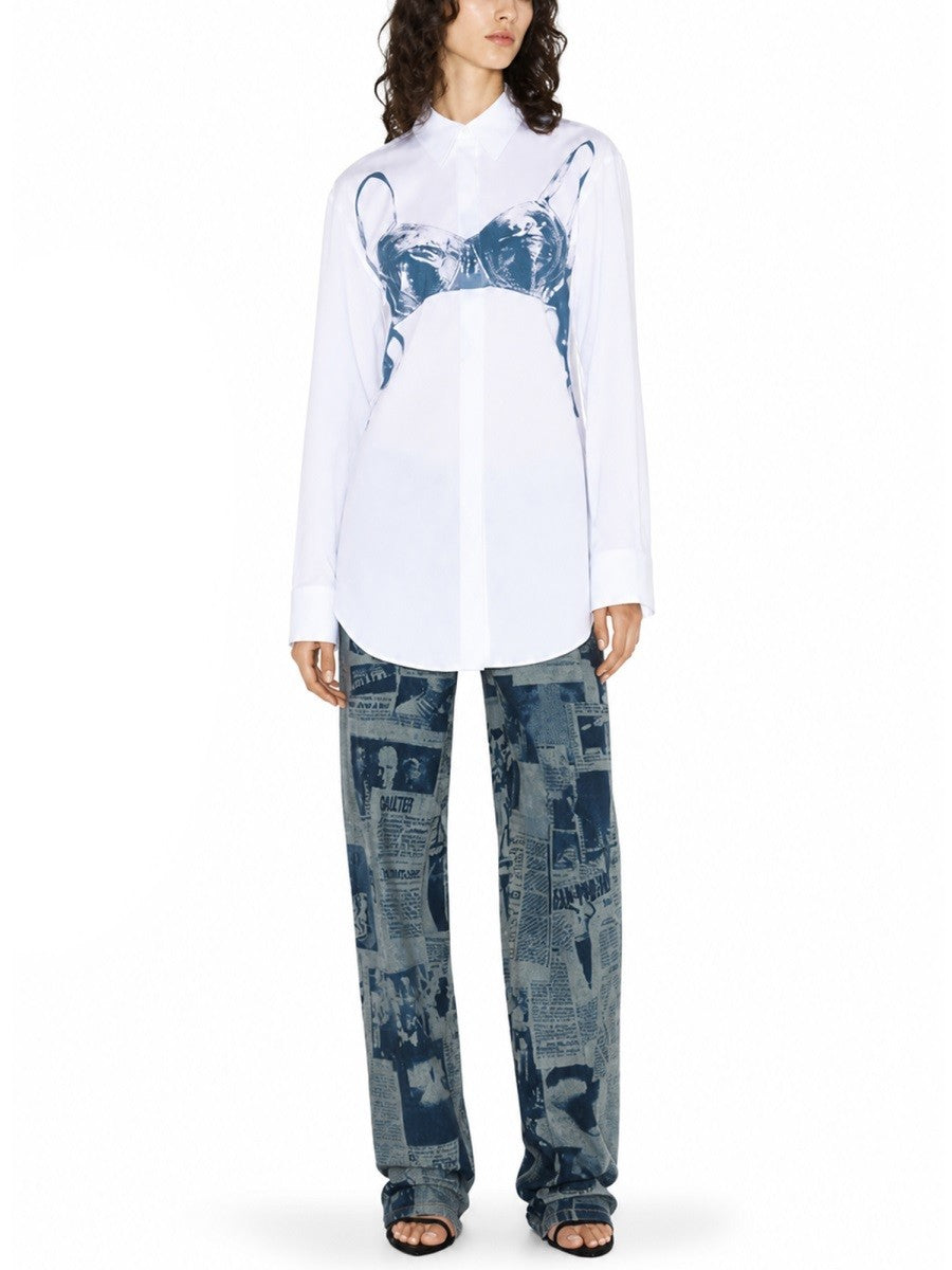 Jean Paul Gaultier Women's Scanned Bra Print Shirt White, view 2
