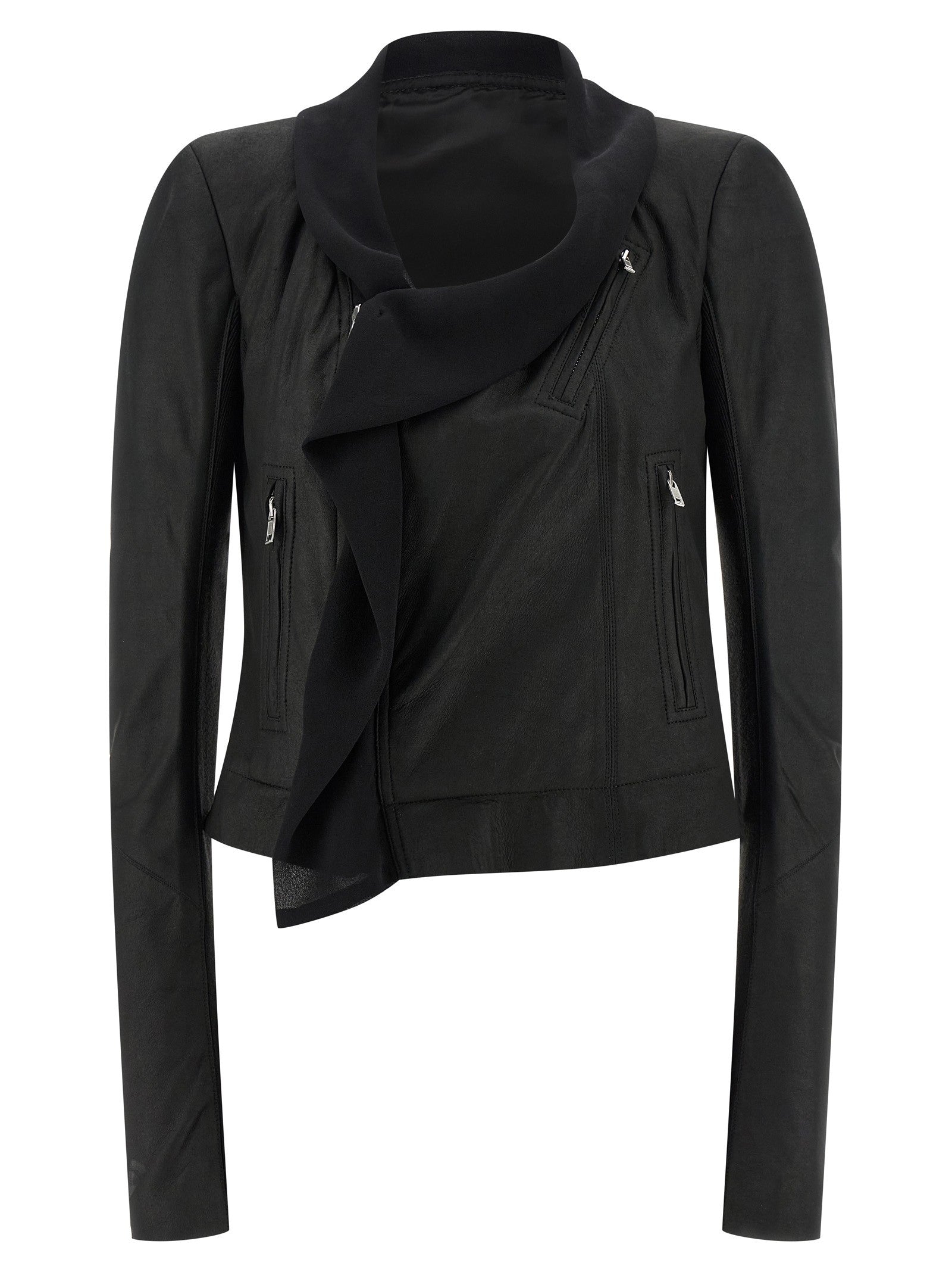 Rick Owens Scarf Biker Jacket Black
