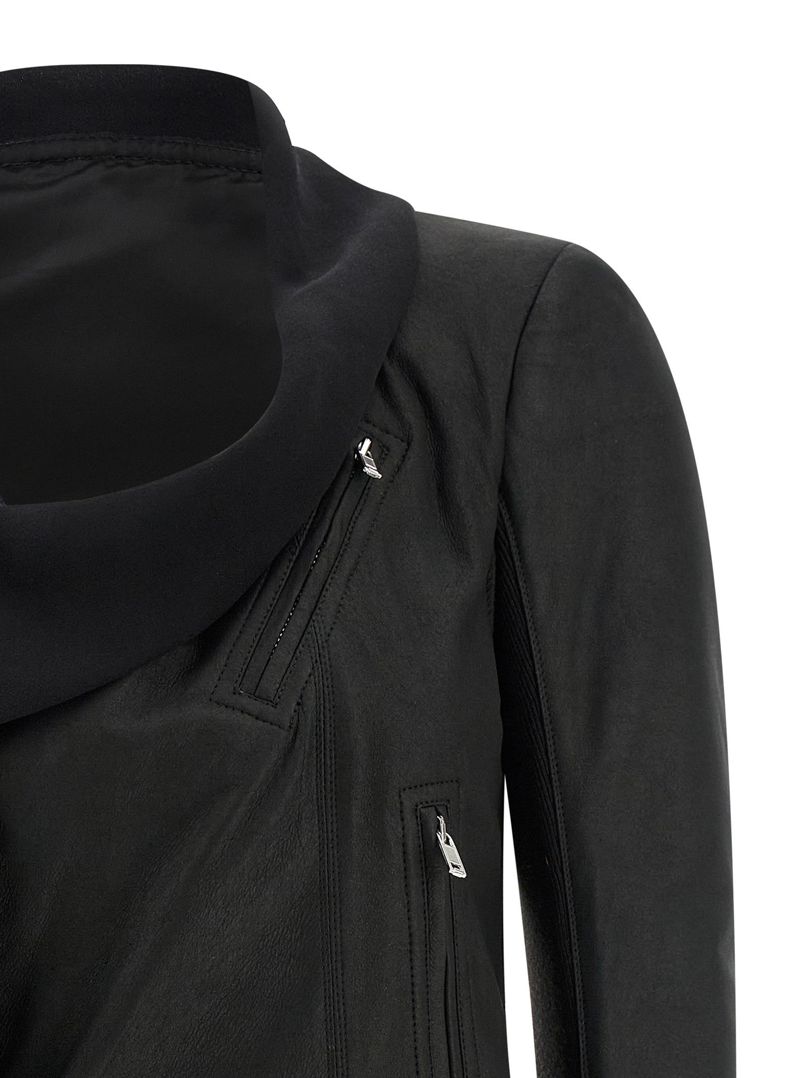 Rick Owens Scarf Biker Jacket Black