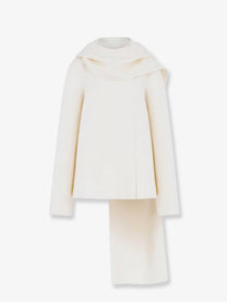 ALAÏA Women's Scarf Boiled Wool Coat White