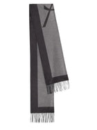 Saint Laurent Women's Jacquard Silk Cassandre Scarf Grey, view 3