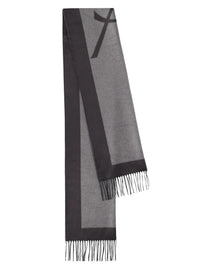 Saint Laurent Women's Jacquard Silk Cassandre Scarf Grey, view 3