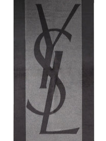 Saint Laurent Women's Jacquard Silk Cassandre Scarf Grey, view 2