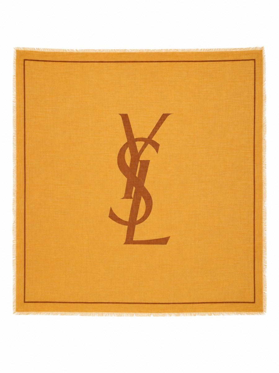 Saint Laurent Women's Twill Wool Cassandre Scarf Orange