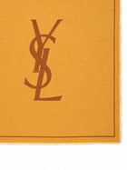 Saint Laurent Women's Twill Wool Cassandre Scarf Orange, view 3