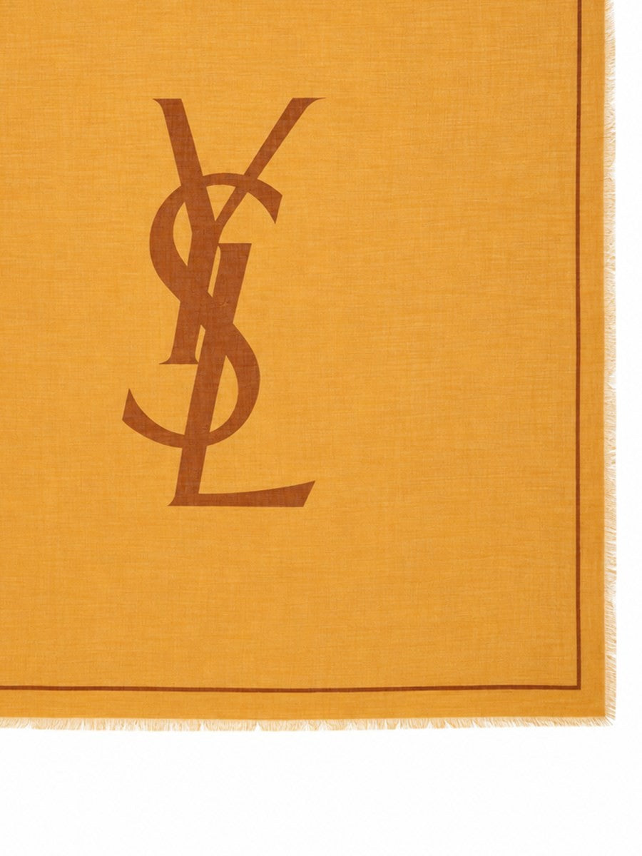 Saint Laurent Women's Twill Wool Cassandre Scarf Orange, view 3
