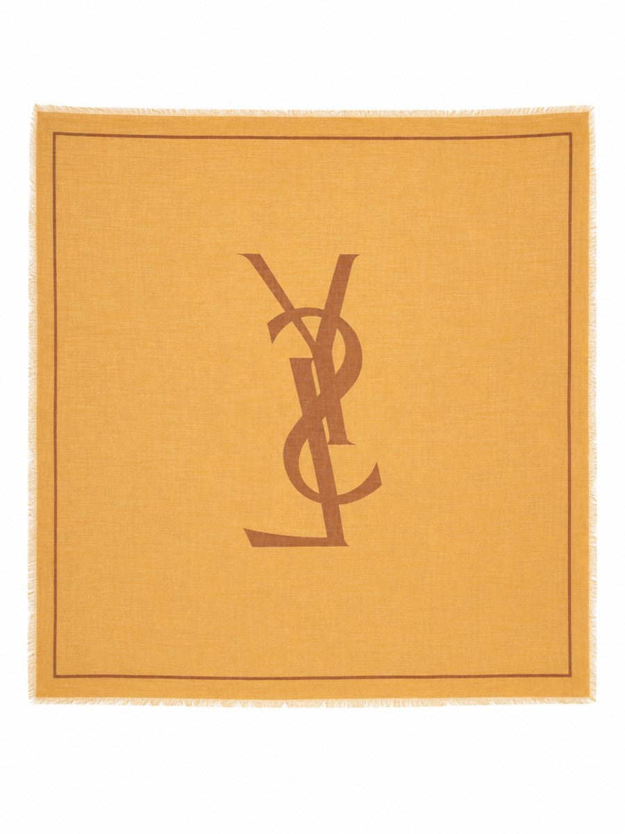 Saint Laurent Women's Twill Wool Cassandre Scarf Orange, view 2