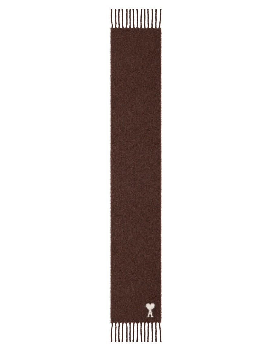 Ami Paris Unisex Scarf Brown