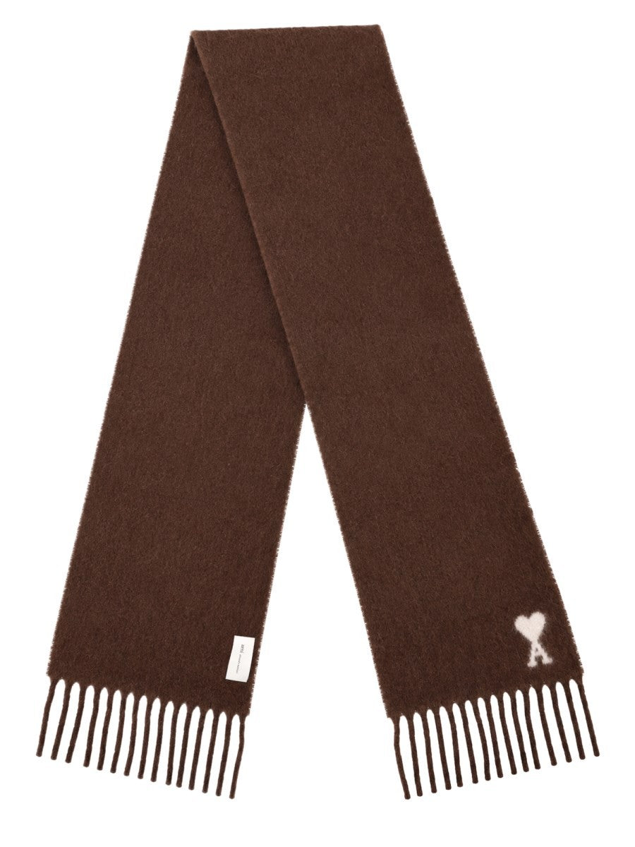 Ami Paris Unisex Scarf Brown