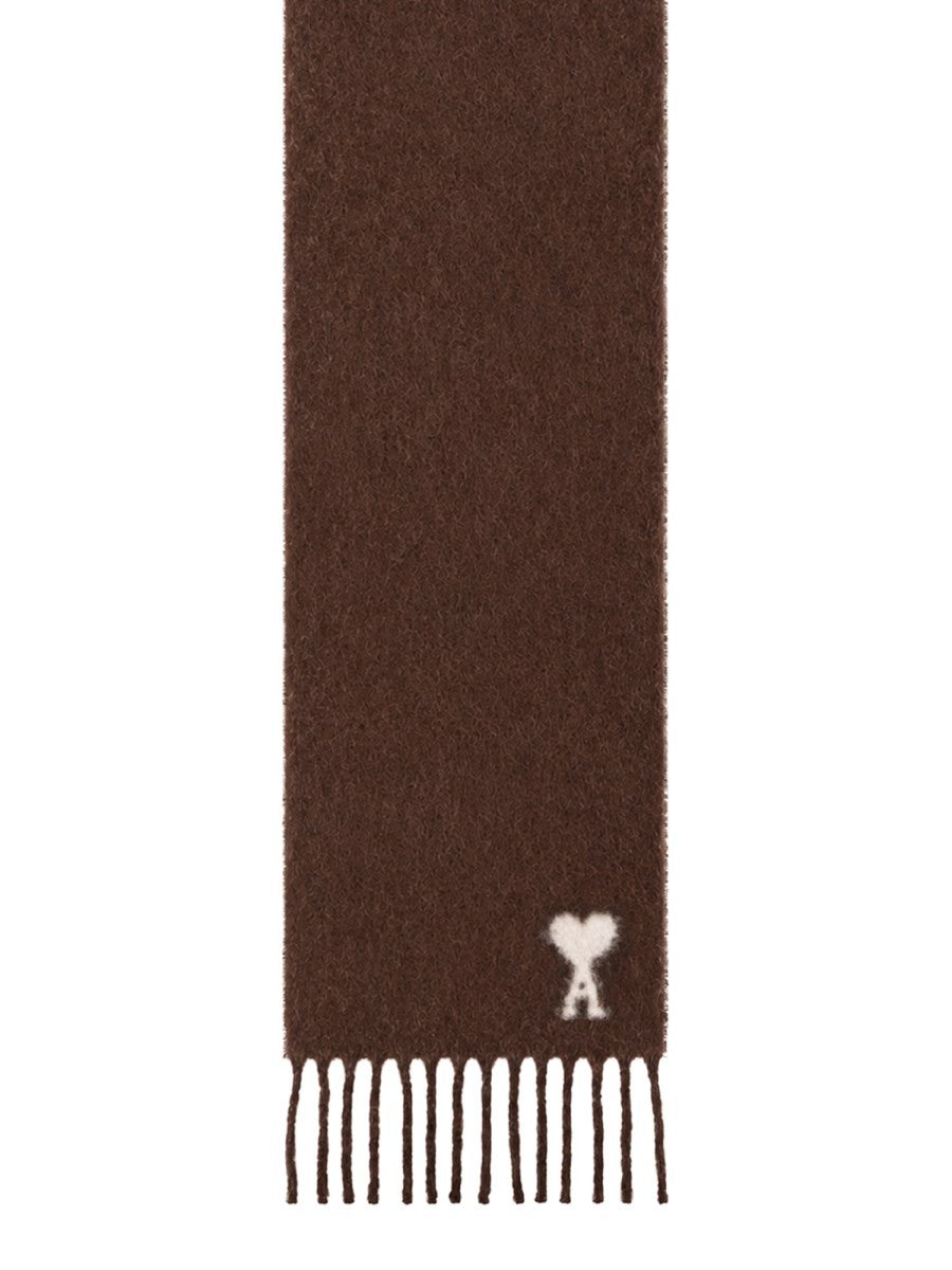 Ami Paris Unisex Scarf Brown