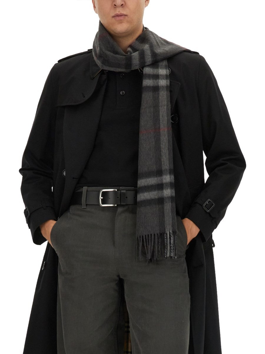 Burberry Men's Cashmere Check Scarf Black
