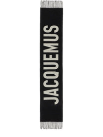 JACQUEMUS Unisex Sciarpa in Lana Con Frange Black