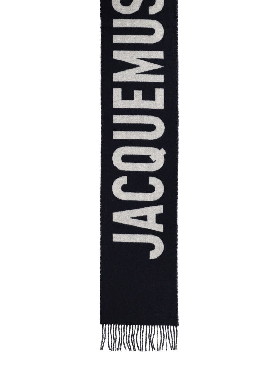 JACQUEMUS Unisex Fringed Wool Scarf Blue, view 2