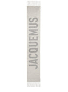 JACQUEMUS Unisex Fringed Wool Scarf Grey