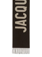 JACQUEMUS Unisex Fringed Wool Scarf Brown, view 2