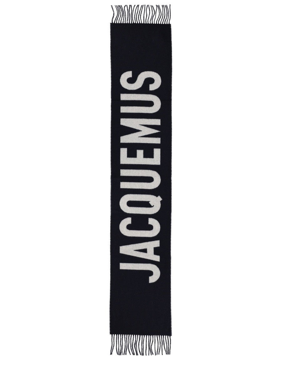JACQUEMUS Unisex Fringed Wool Scarf Blue