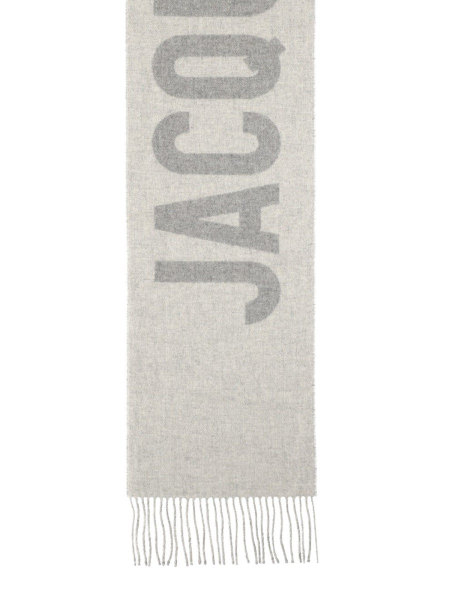 JACQUEMUS Unisex Fringed Wool Scarf Grey, view 2