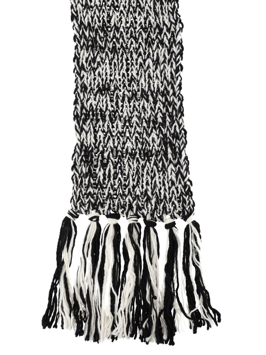 Ami Paris Unisex Fringed Wool Scarf Multicolor, view 2