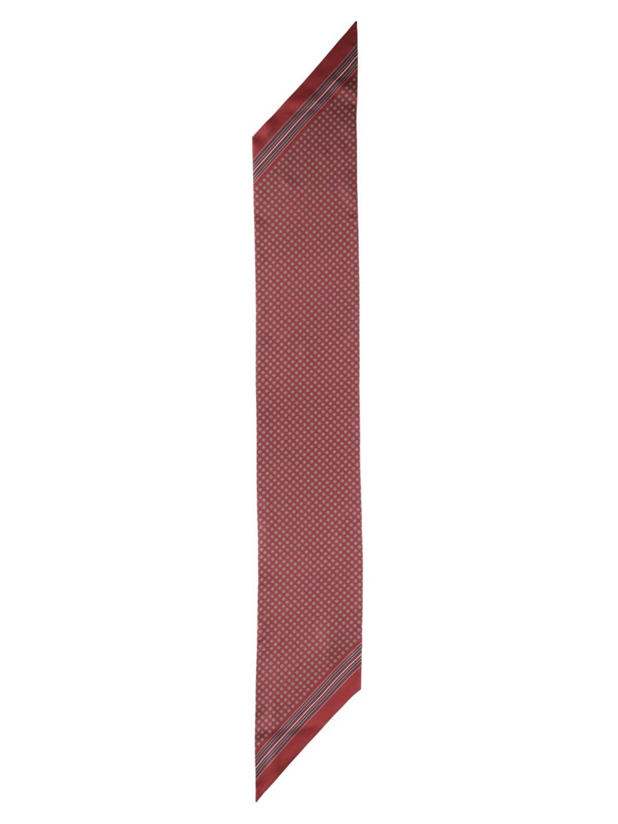 Saint Laurent Men's Twill Silk Lavallière Scarf Red, view 2