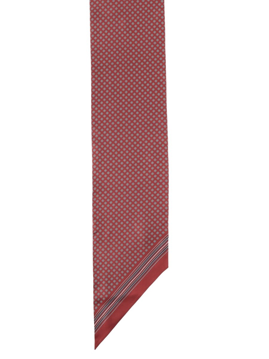 Saint Laurent Men's Twill Silk Lavallière Scarf Red
