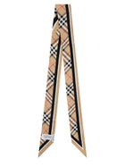 Burberry Women's Thin Scarf with Print Check Beige