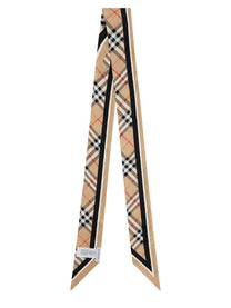 Burberry Women's Thin Scarf with Print Check Beige