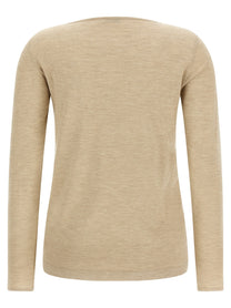 Brunello Cucinelli Scollo Barchetta in Lurex Sweater Beige