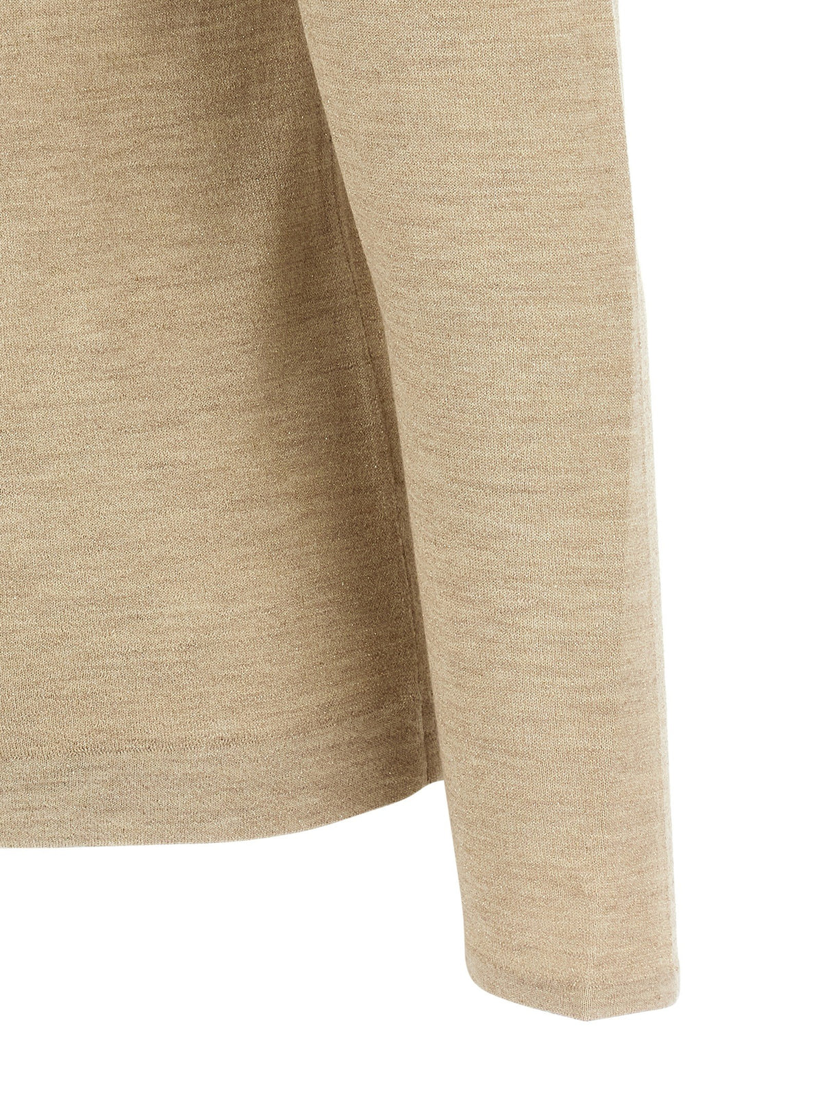 Brunello Cucinelli Scollo Barchetta in Lurex Sweater Beige