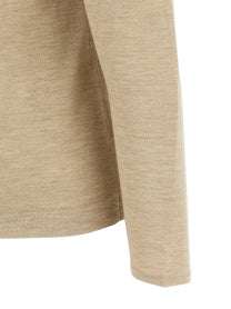 Brunello Cucinelli Scollo Barchetta in Lurex Sweater Beige