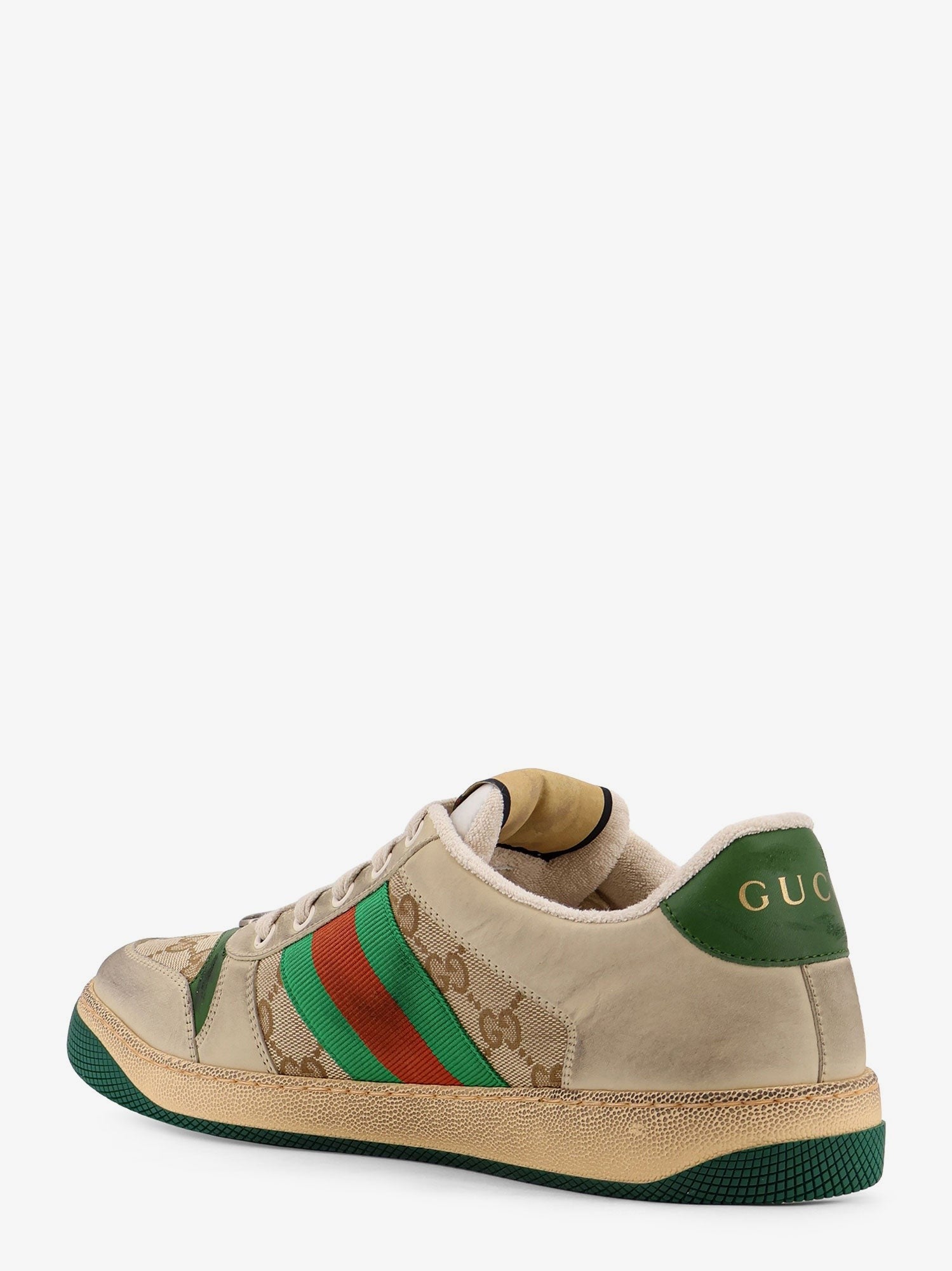 Gucci Men's Screener GG Vintage Leather Low Top Sneakers Beige