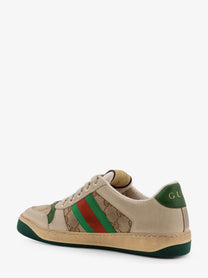Gucci Women's Screener Leather and GG Supreme Fabric Sneakers Beige