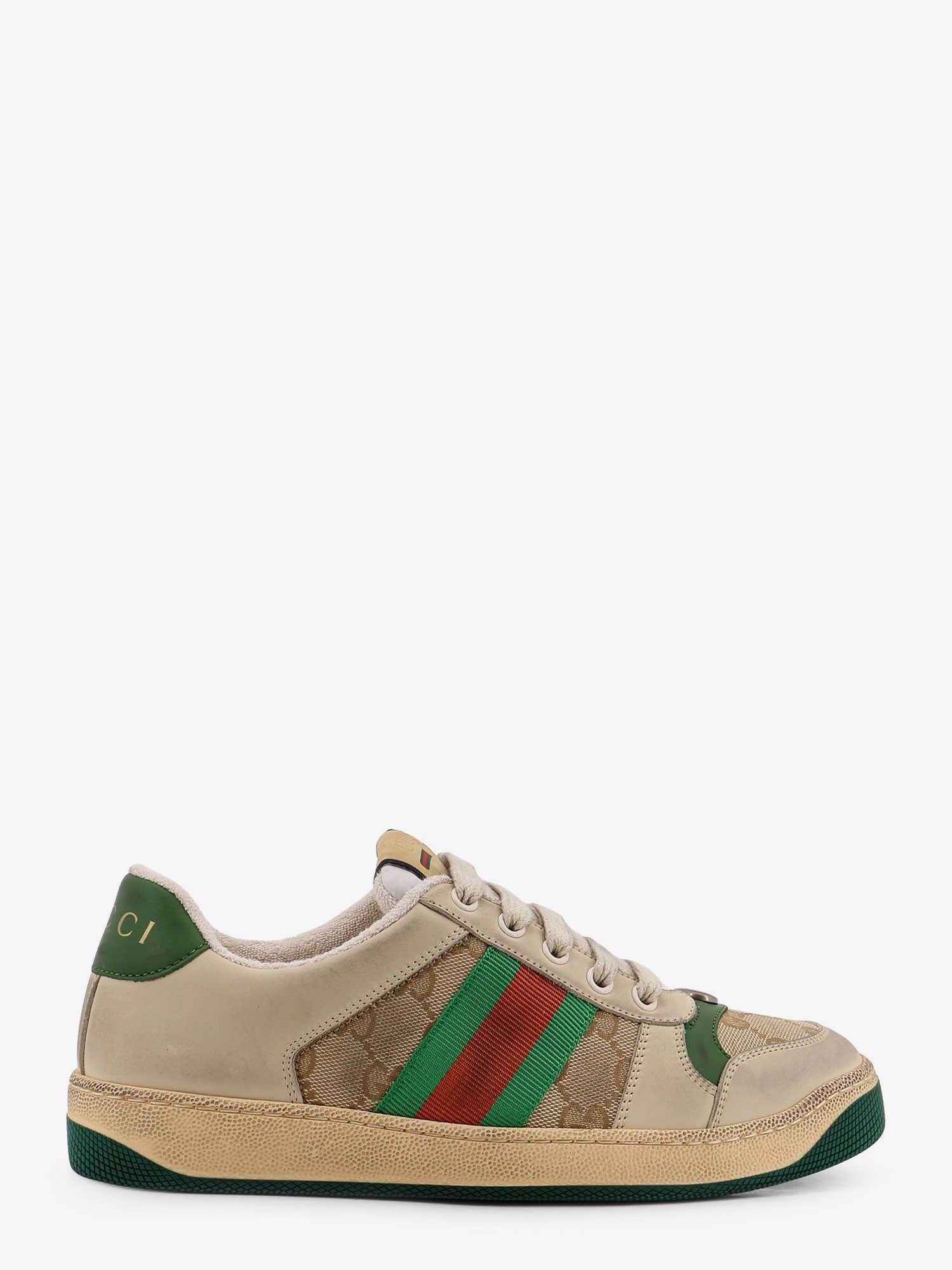 Gucci Women's Screener Leather and GG Supreme Fabric Sneakers Beige