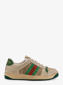 Gucci Women's Screener Leather and GG Supreme Fabric Sneakers Beige