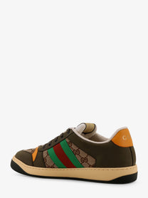 Gucci Men's Screener Low Top Leather and GG Supreme Fabric Sneakers Multicolor