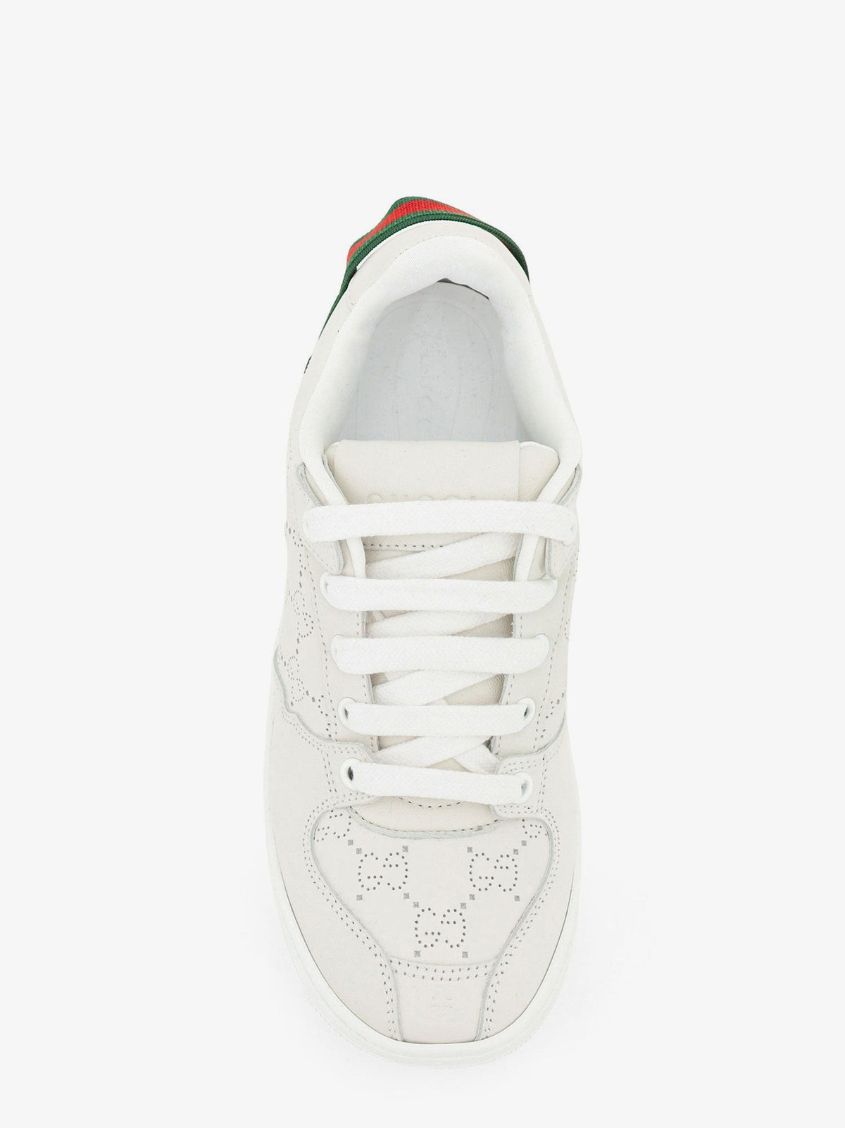 Gucci Women's Screener Sneaker in Perforated GG Leather White, view 5