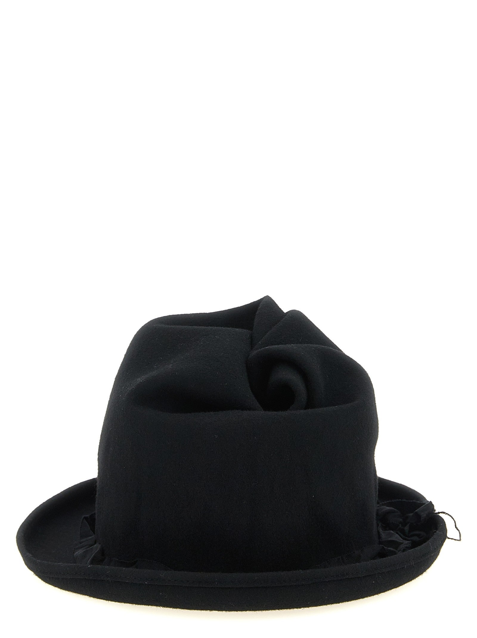 Yohji Yamamoto Sculptural Crown Hat Black