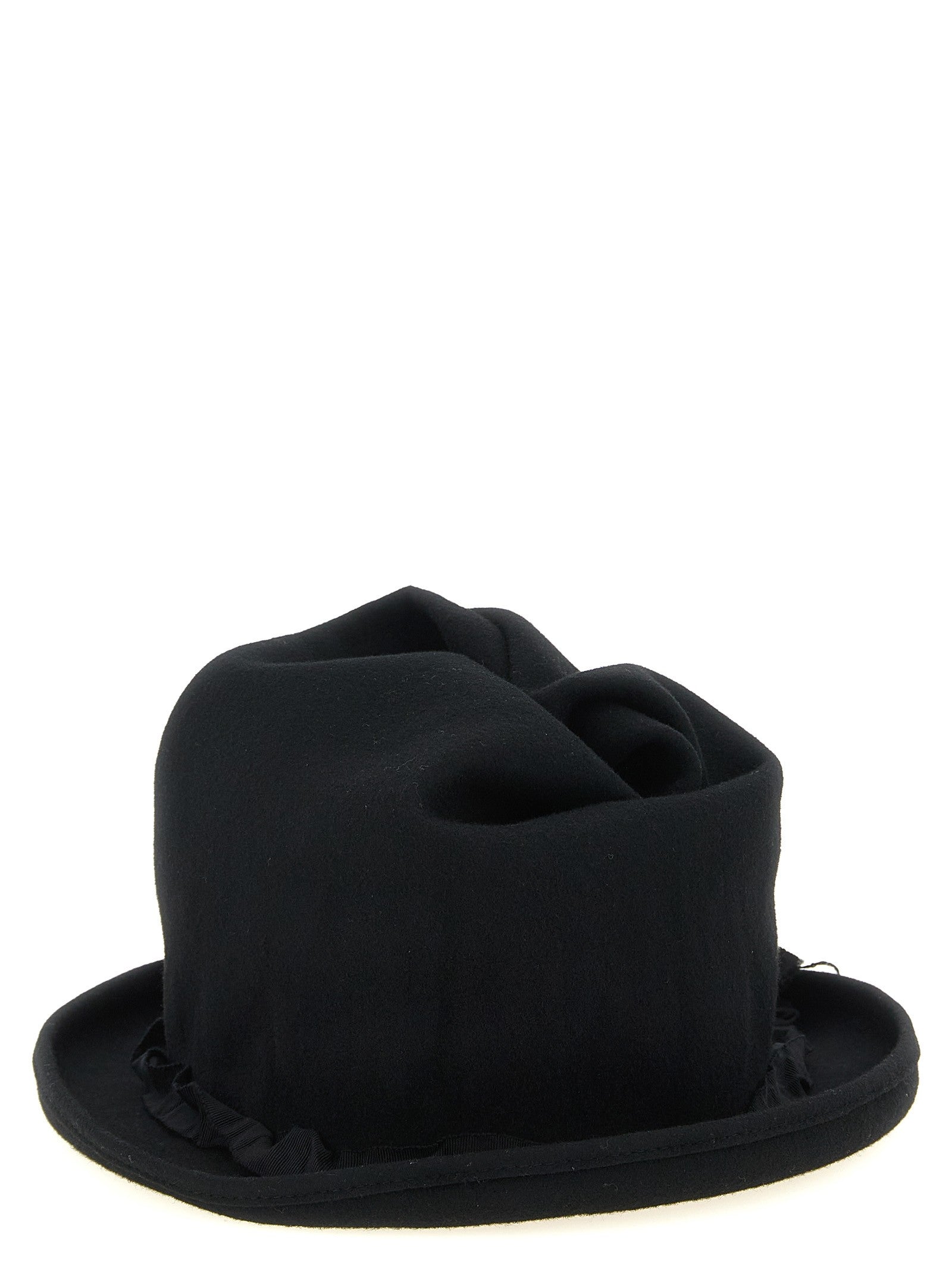 Yohji Yamamoto Sculptural Crown Hat Black
