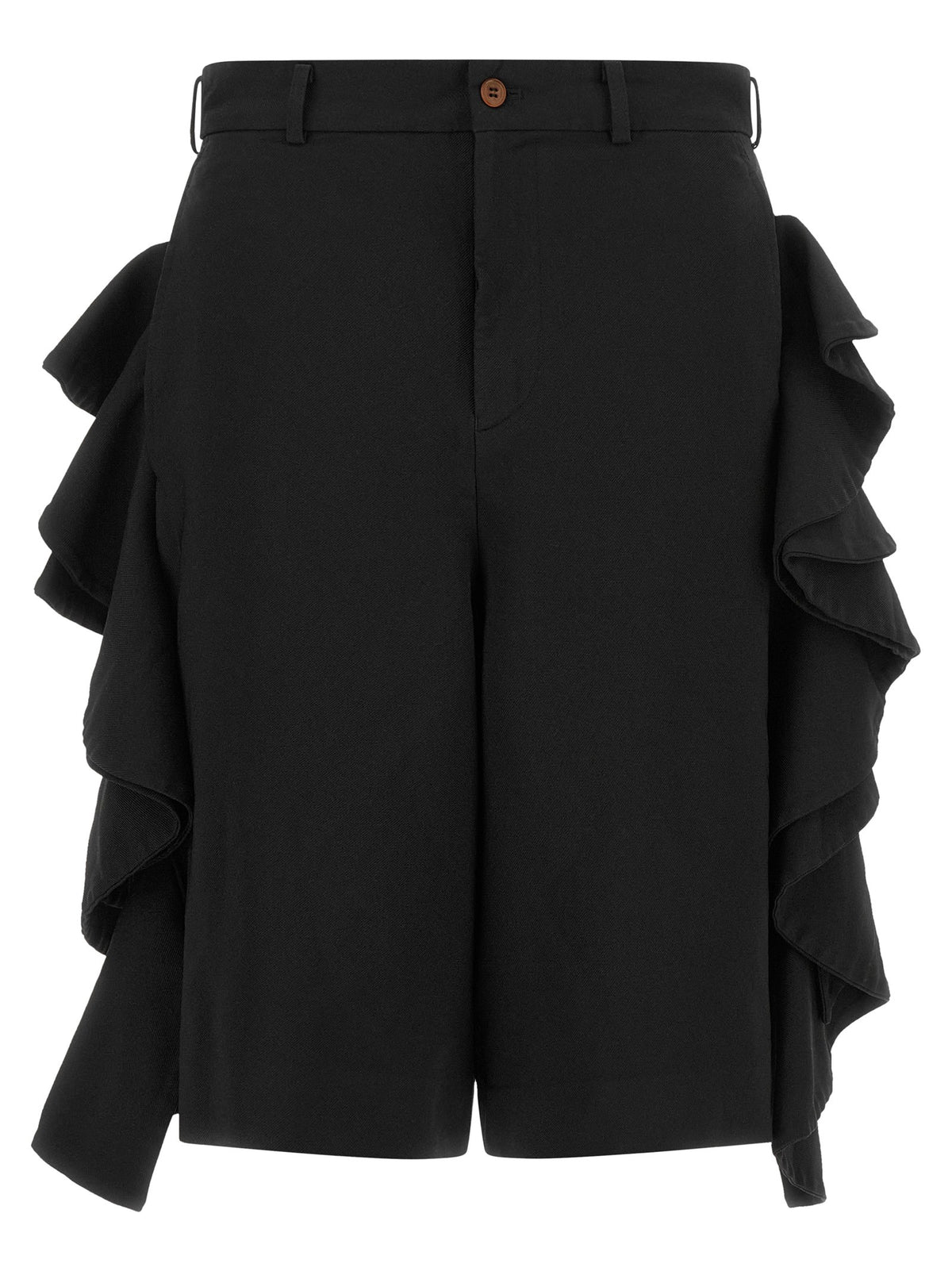 Comme Des Garcons Black Sculptural Ruffle Bermuda Shorts Black