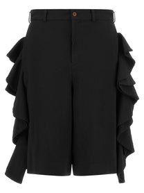 Comme Des Garcons Black Sculptural Ruffle Bermuda Shorts Black