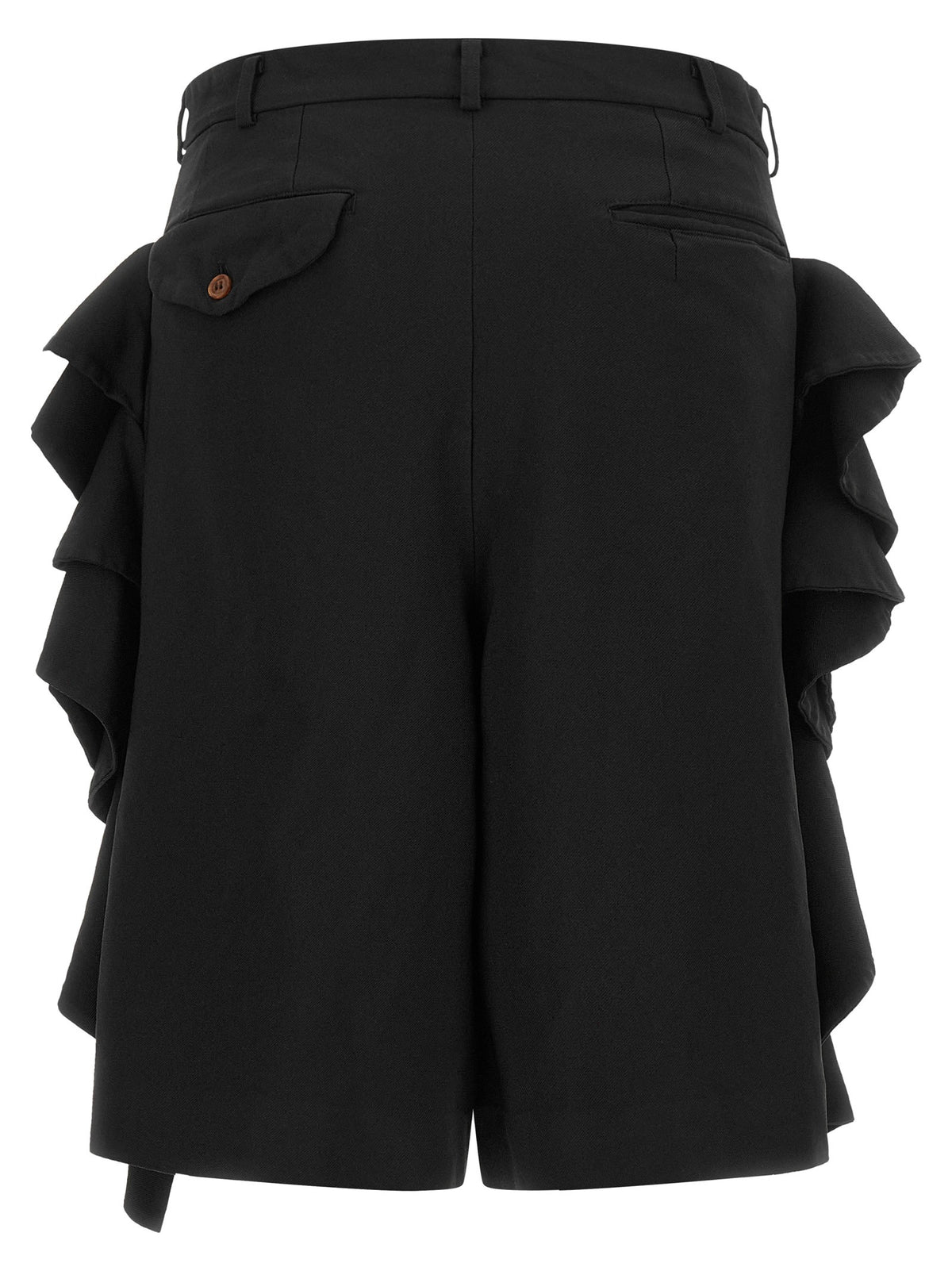 Comme Des Garcons Black Sculptural Ruffle Bermuda Shorts Black